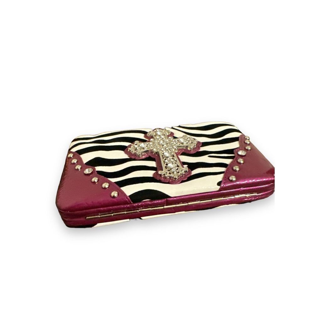 Purple Zebra Print Rhinestone Cross wallet - Picture 7 of 7